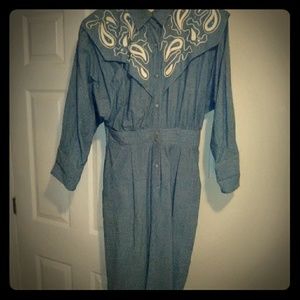 Vintage IIF Tapered Denim Leather Dress